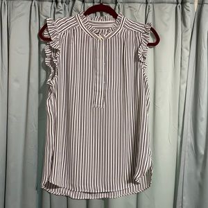 Loft sleeveless ruffle henley